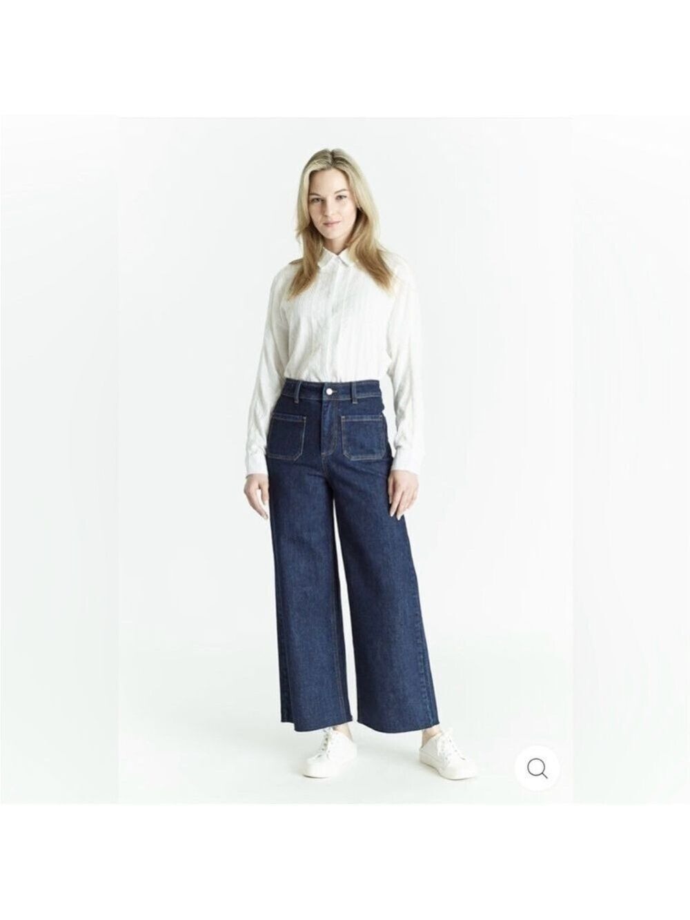 Oat New York High Rise Cropped Wide Leg Jeans Raw Hem Sz 27/4